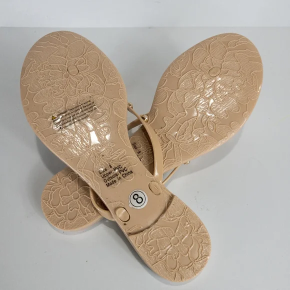 Olivia Miller Coral Bay Jelly Flip Flop Sandals Nude -8 - Picture 7 of 7